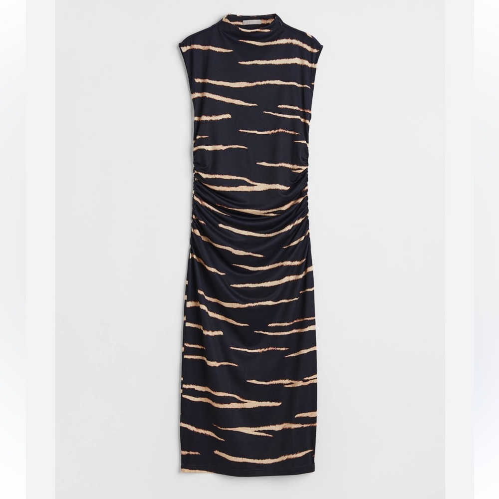 H&M High Neck Gathered Jersey Dress